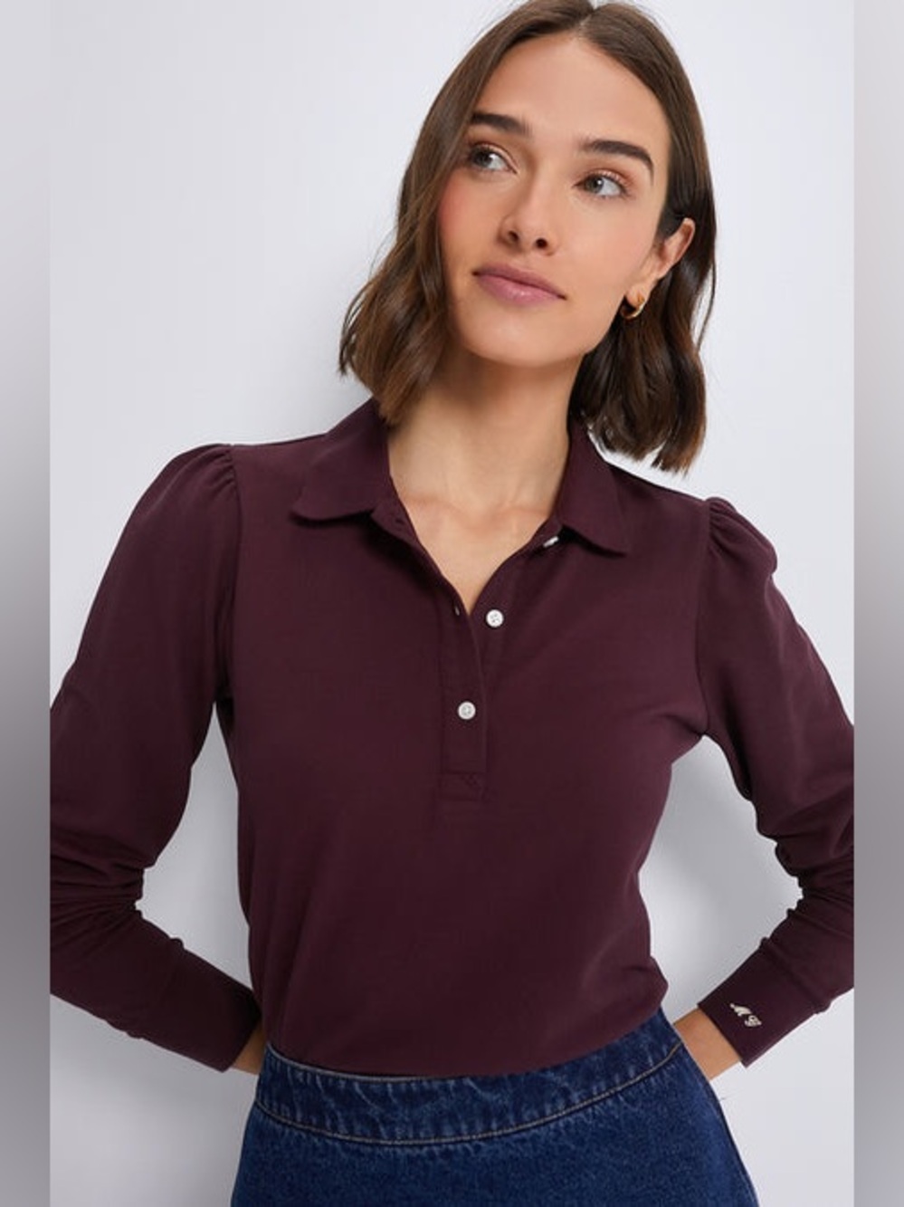 Tuckernuck Winetasting Long Sleeve Pique Puff Sleeve Peggy Polo